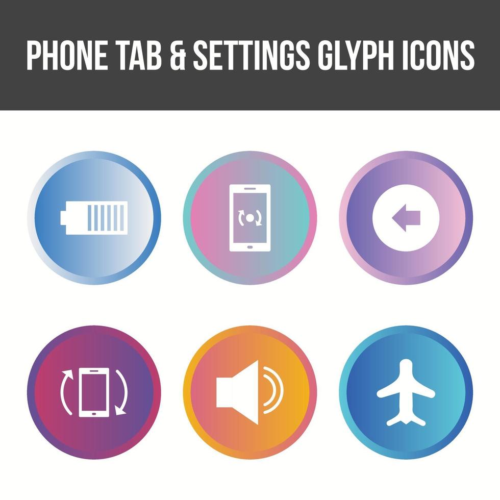 Unique Phone Tab and Settings Vector Icon Set