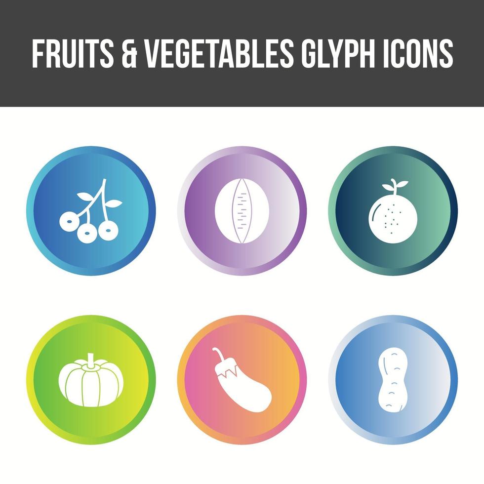 conjunto único de iconos vectoriales de frutas y verduras vector