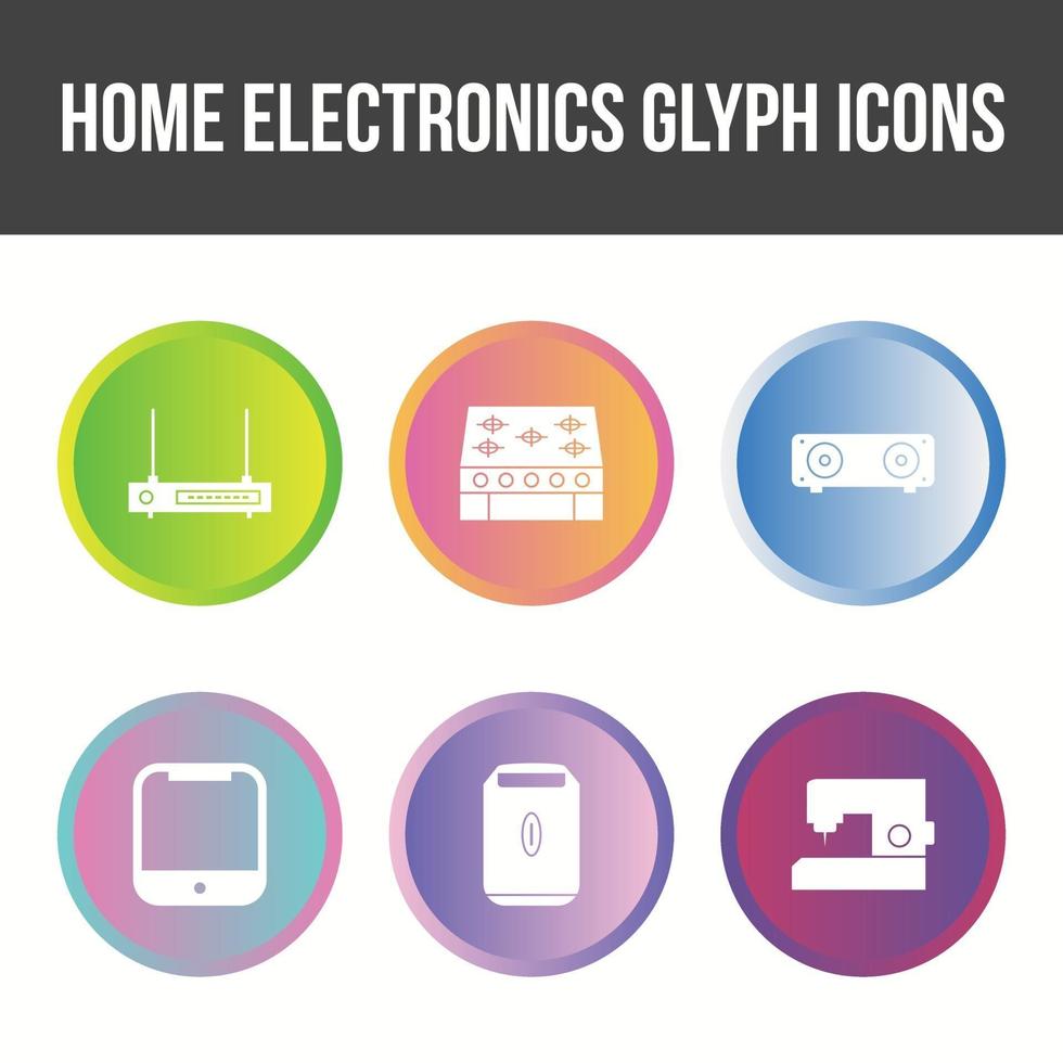 conjunto único de iconos de glifo de electrónica para el hogar vector