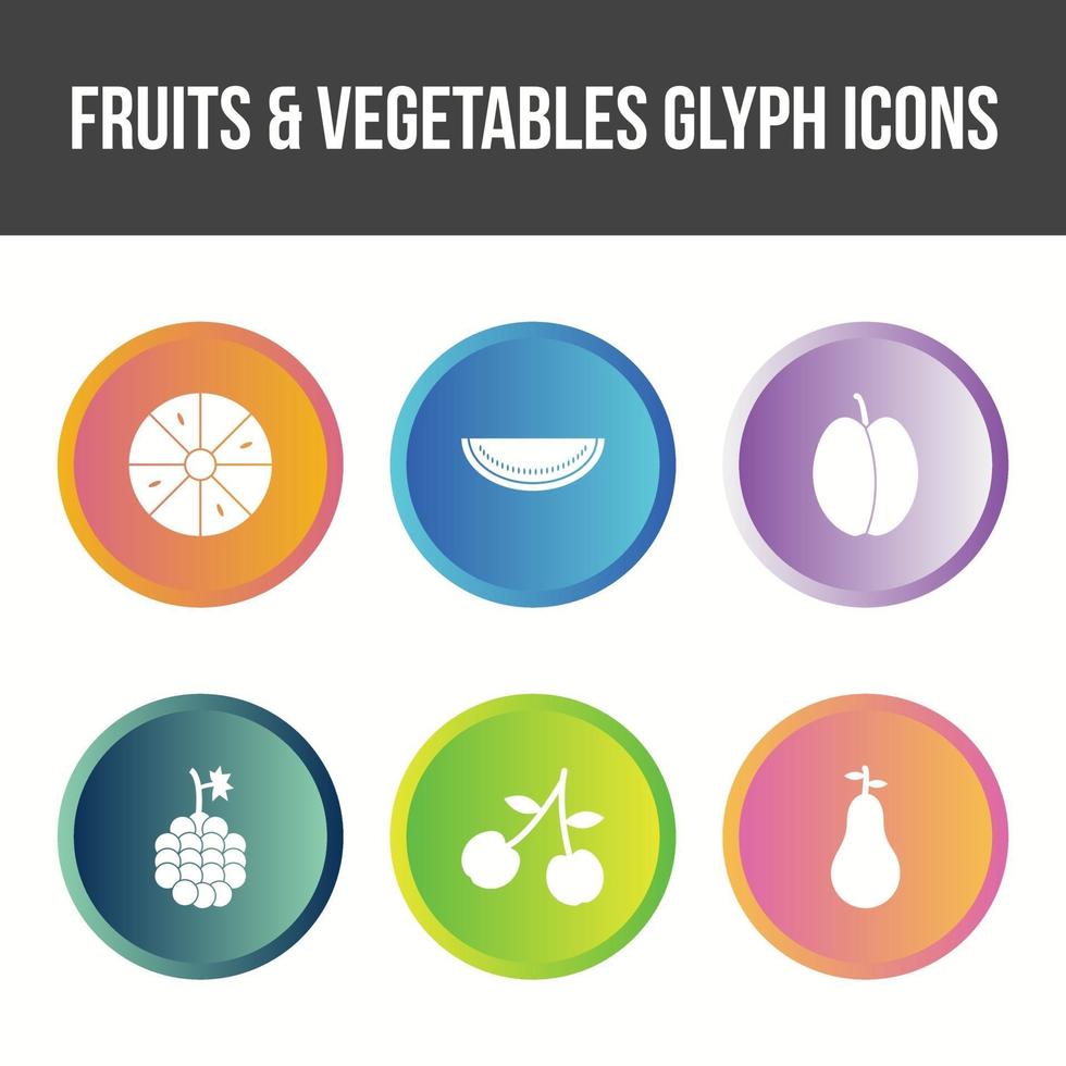 conjunto único de iconos vectoriales de frutas y verduras vector