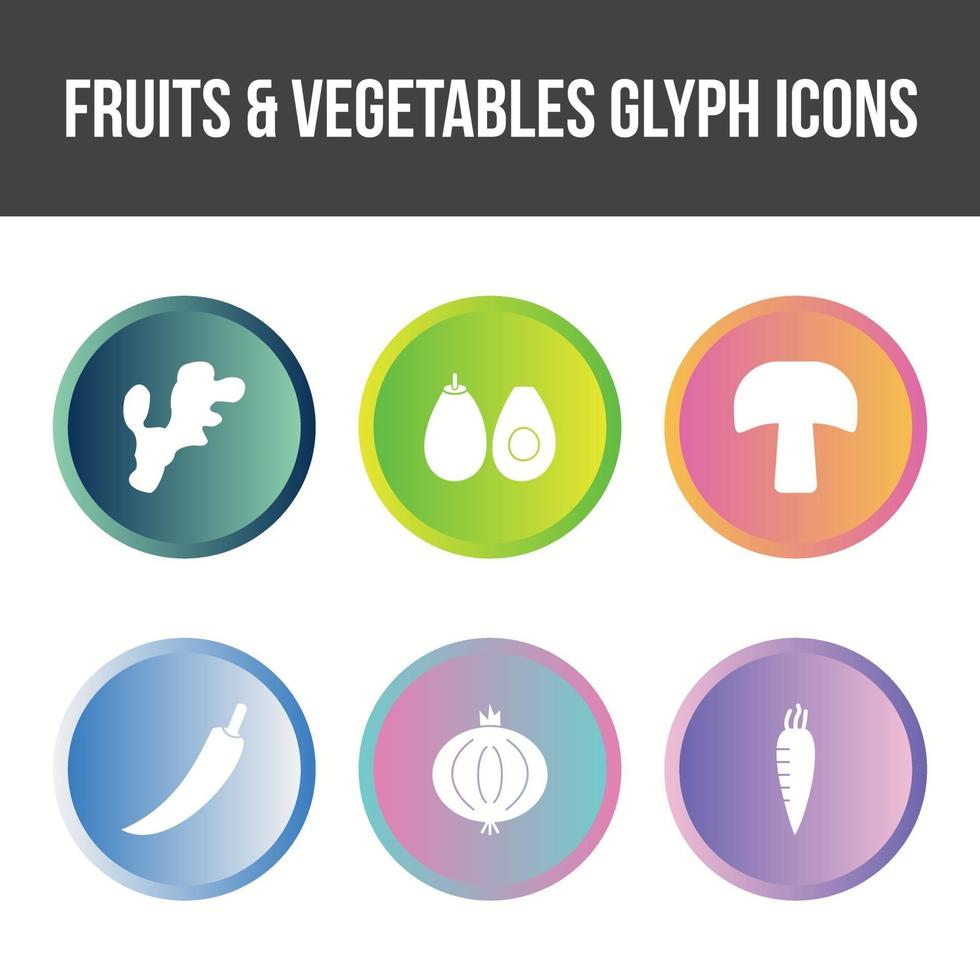 conjunto único de iconos vectoriales de frutas y verduras vector