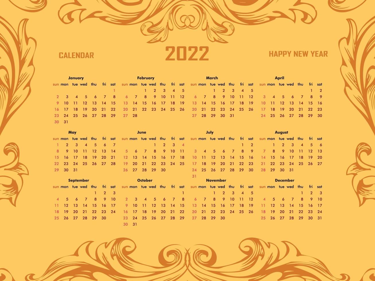 diseño de calendario vintage 2022 vector