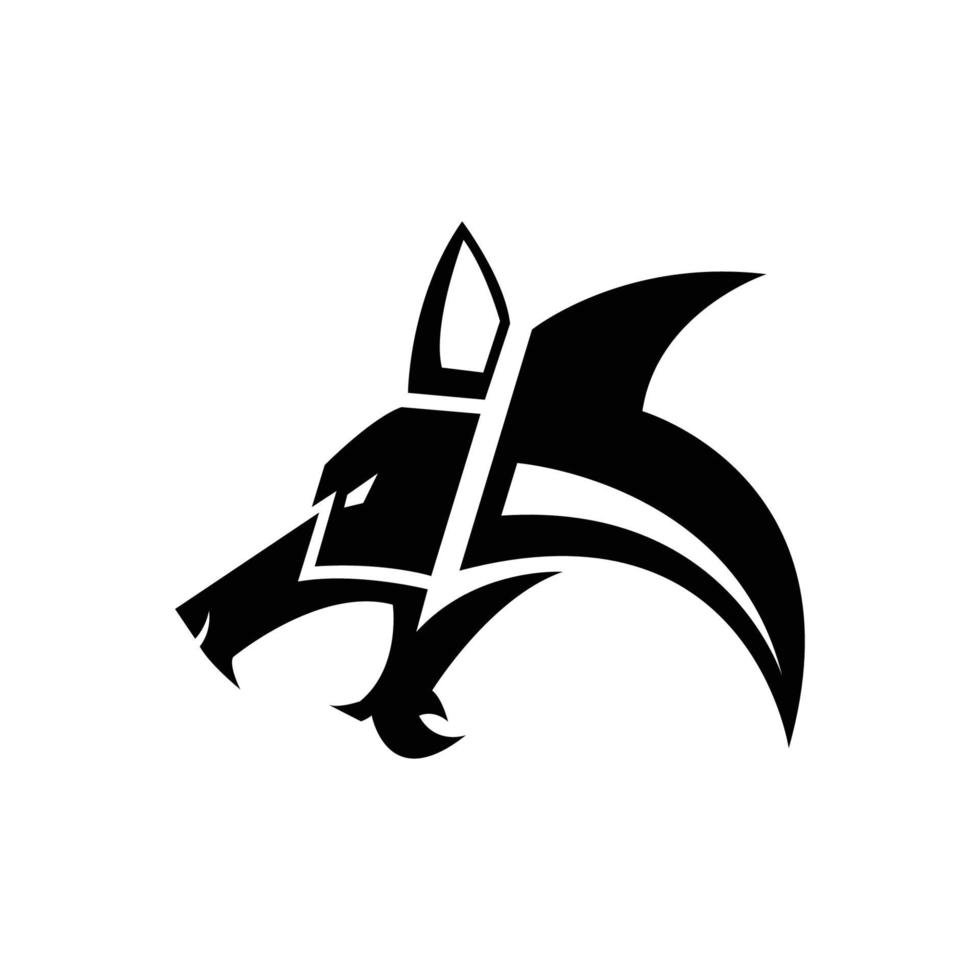 A black wolf side view head icon vector