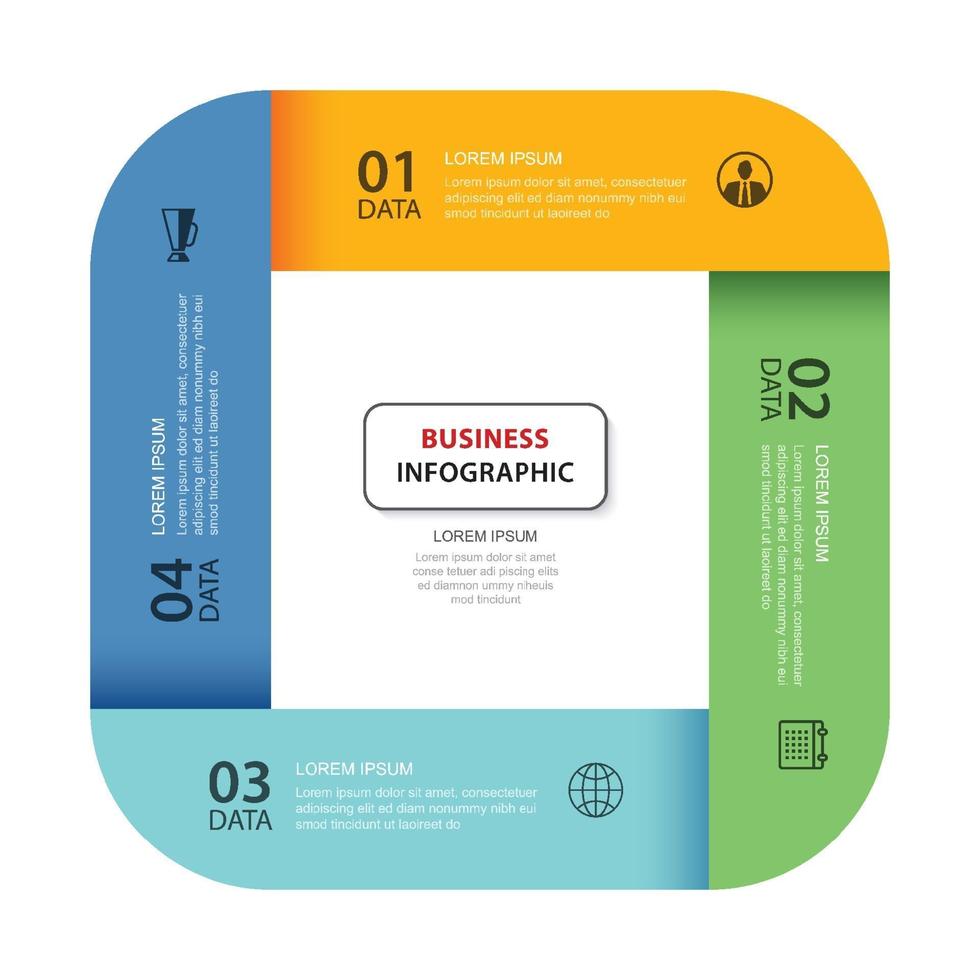 4 data infographics tab paper index template. vector