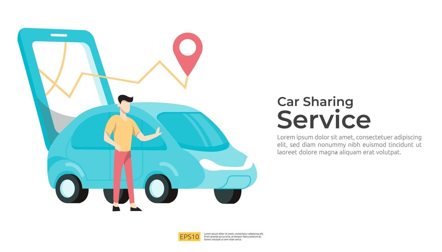 online taxi or rent transportation. Car sharing service vector