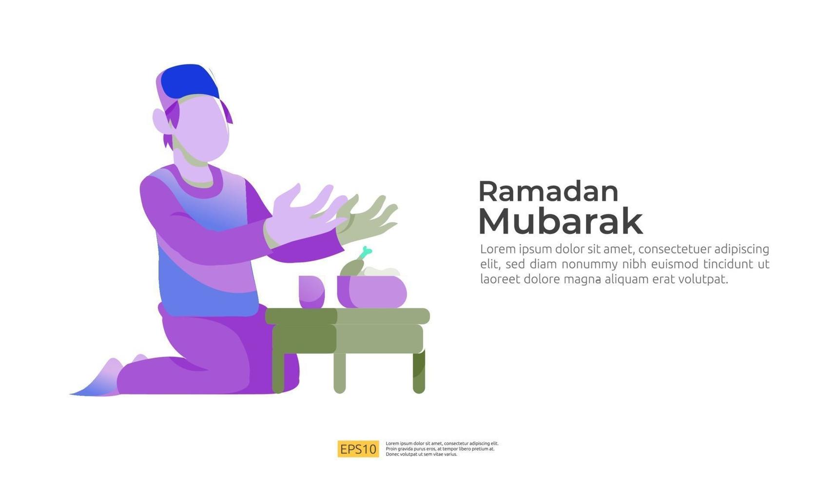 happy ramadan mubarak and islamic eid fitr or adha flat design vector