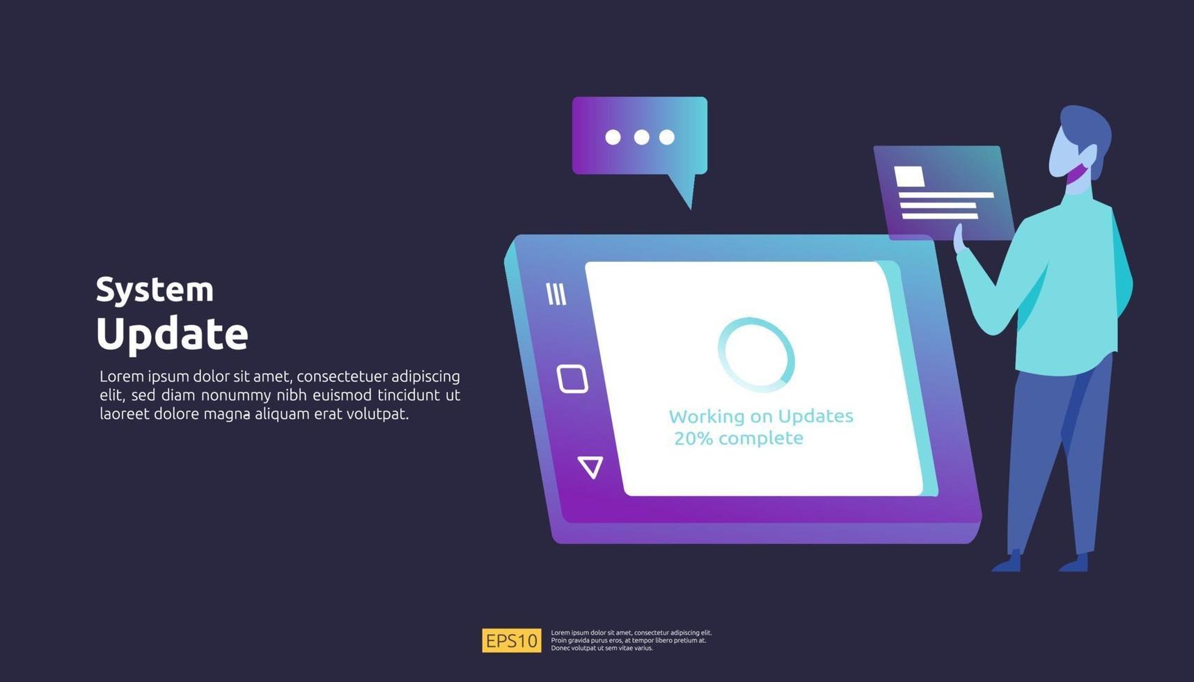 Data Update synchronize process and installation program illustration vector