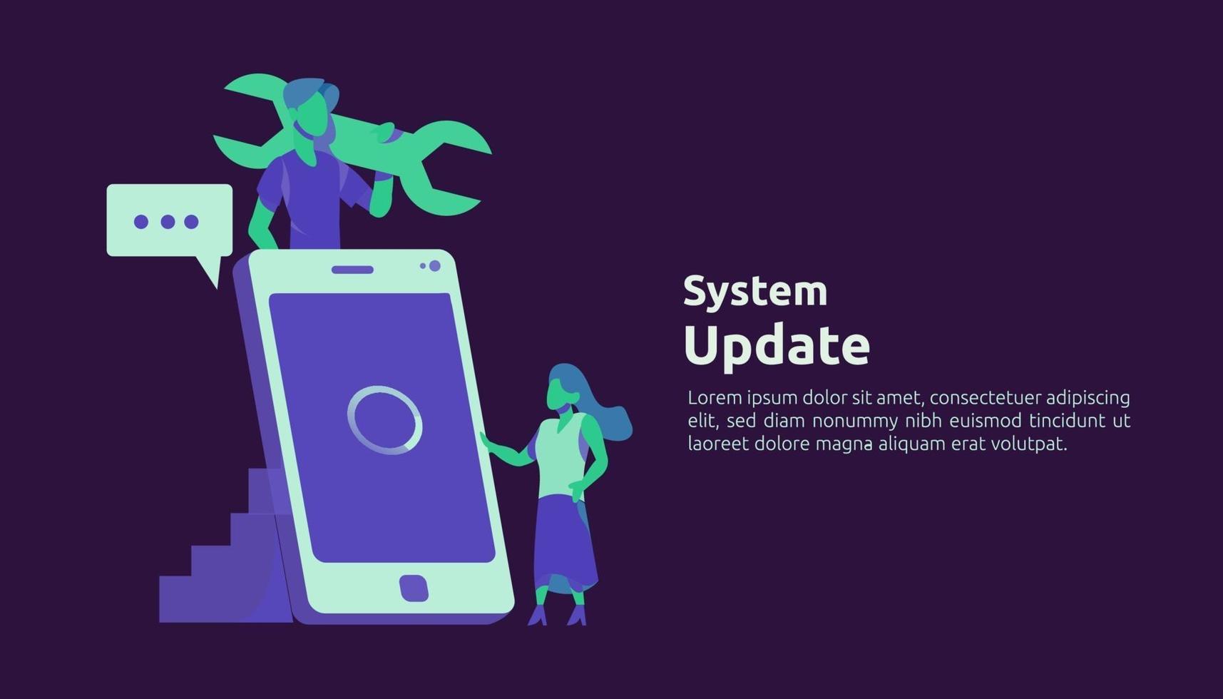 Data Update synchronize process and installation program illustration vector