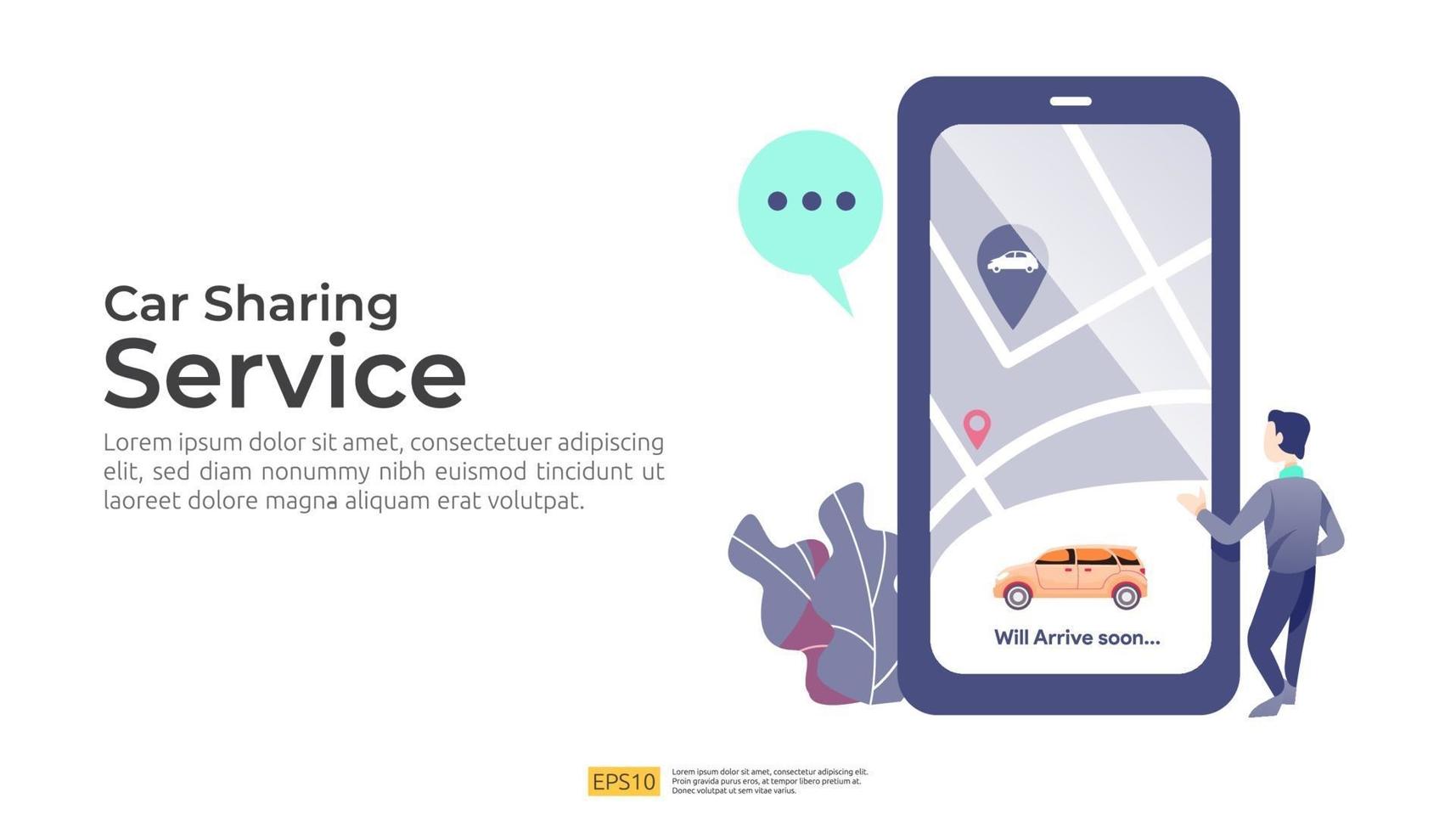 taxi online o alquiler de transporte. servicio de coche compartido vector