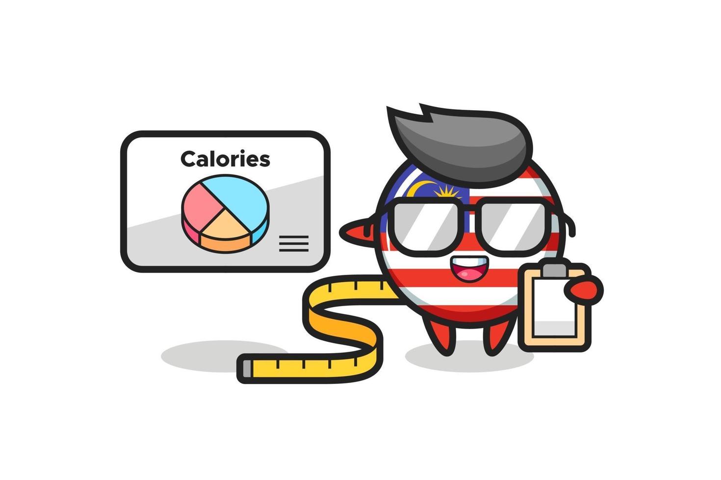 Illustration of malaysia flag badge mascot as a dietitian vector