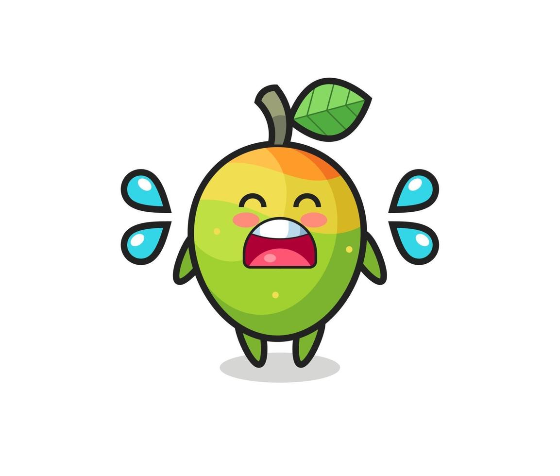 mango cartoon illustration with crying gesture vector