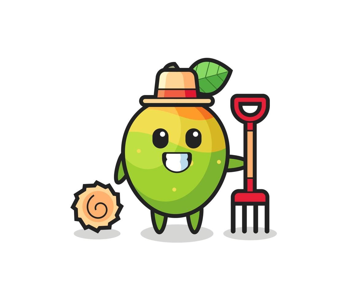 personaje de mascota de mango como agricultor vector