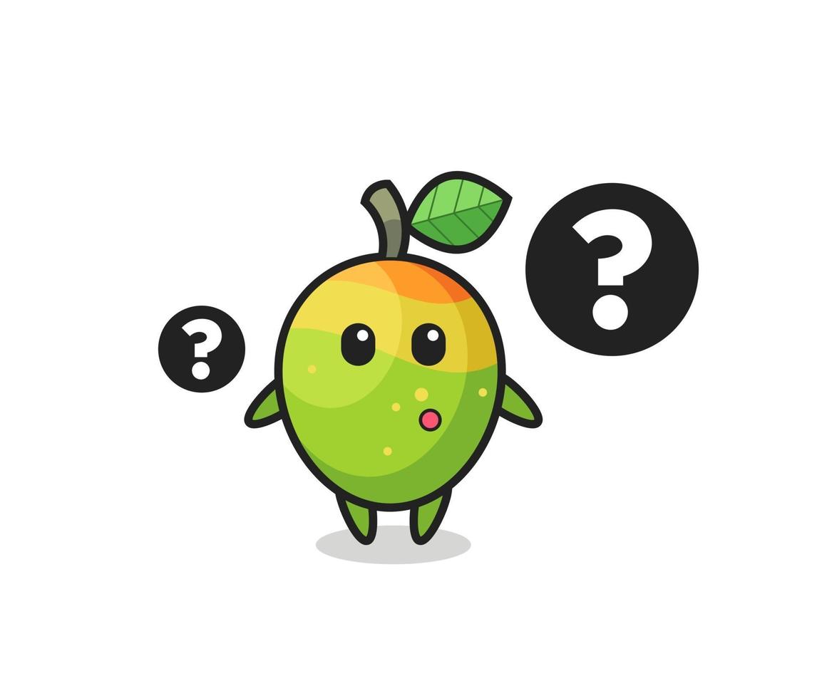 Cartoon Illustration of mango with the question mark vector