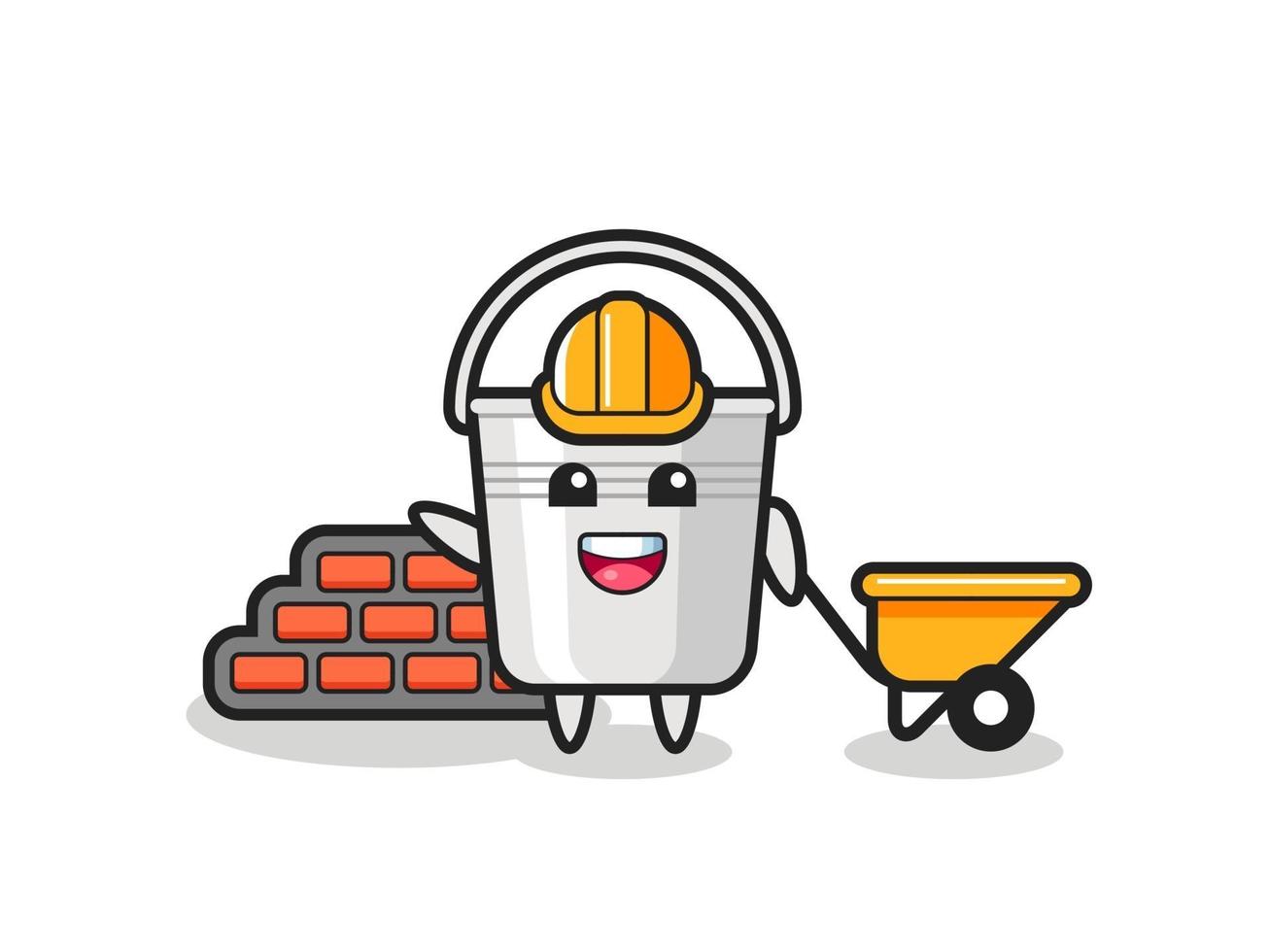 Cartoon character of metal bucket as a builder vector