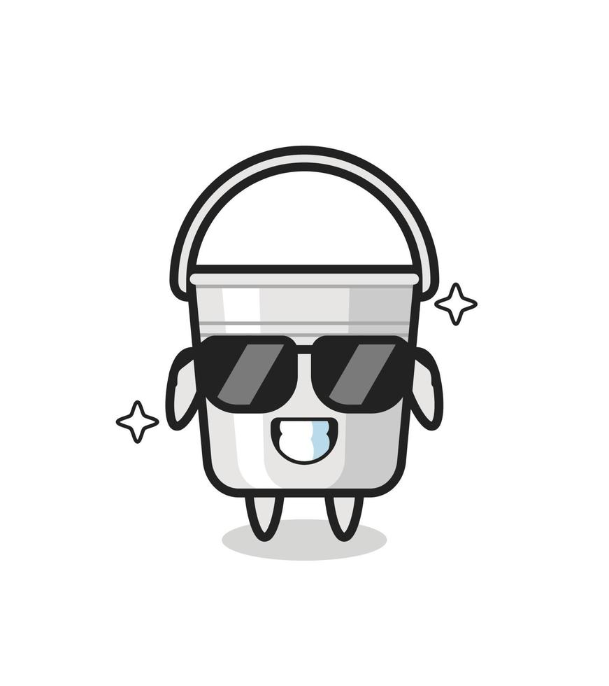 Cartoon mascot of metal bucket with cool gesture vector