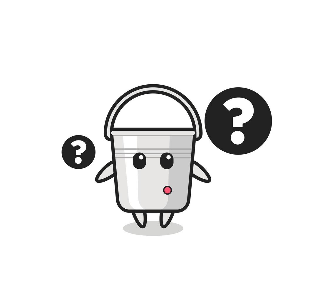 Cartoon Illustration of metal bucket with the question mark vector