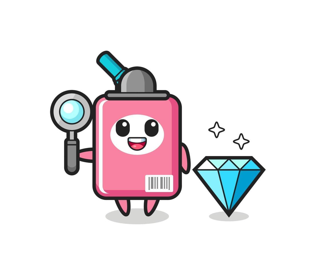 Ilustración de personaje de caja de leche con un diamante. vector