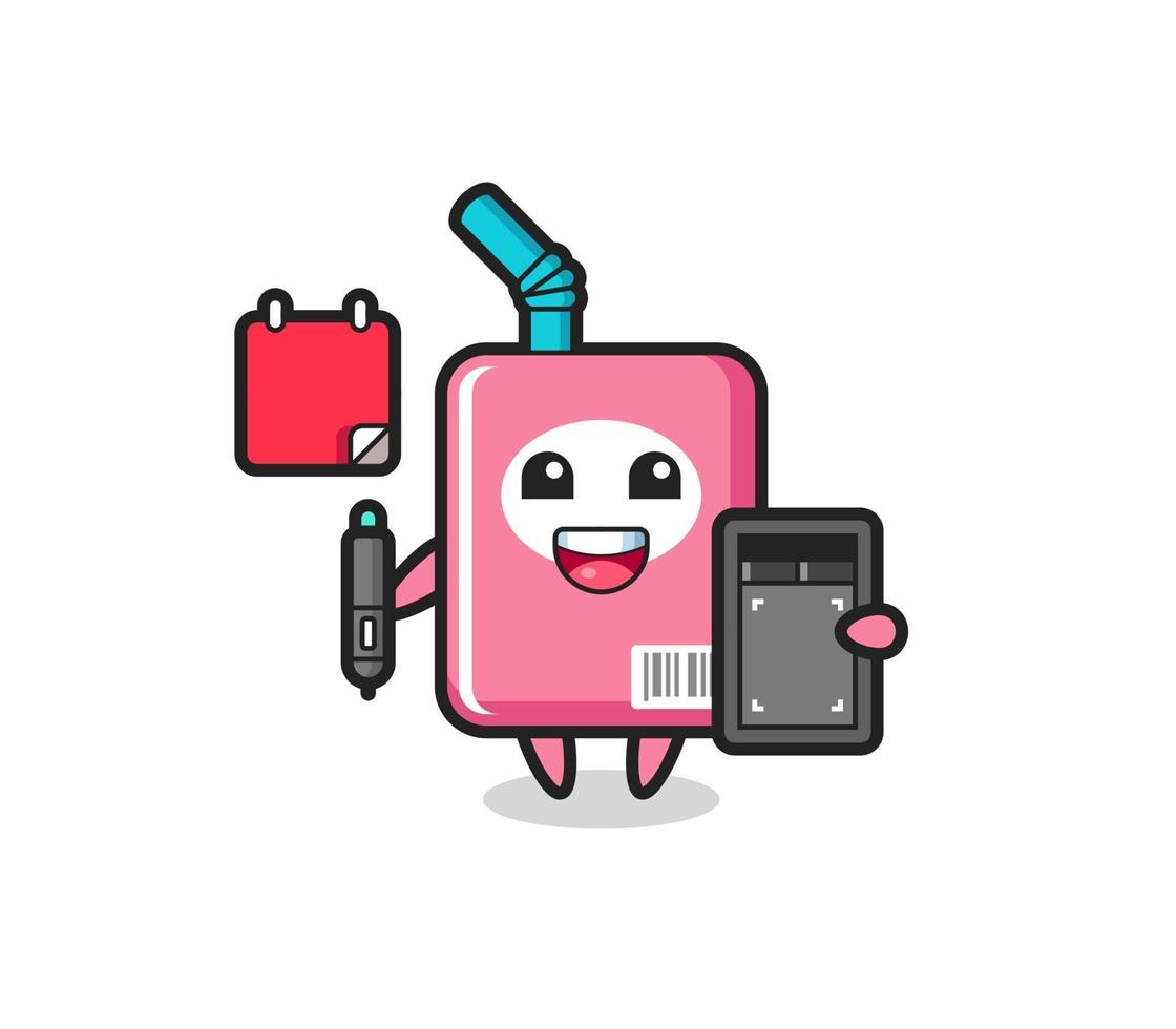 Illustration of milk box mascot as a graphic designer vector