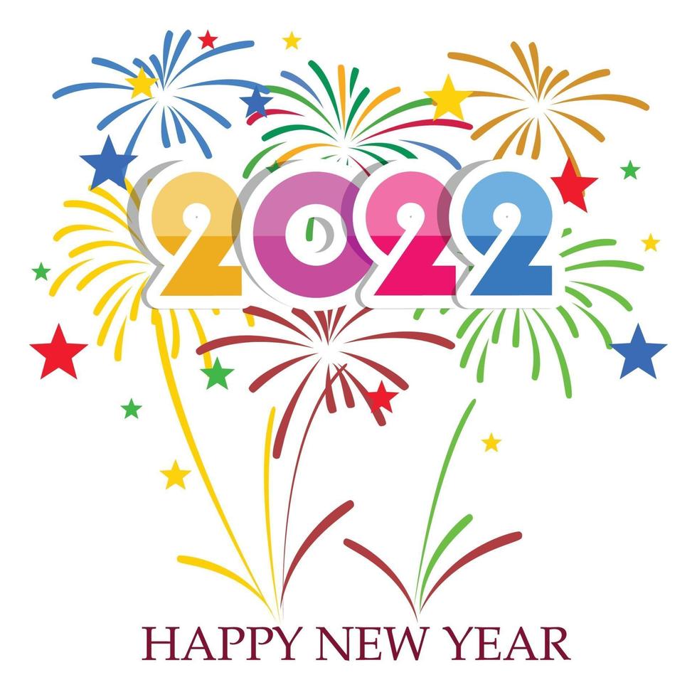 Happy New Year 2022 with fireworks backgrounds vector