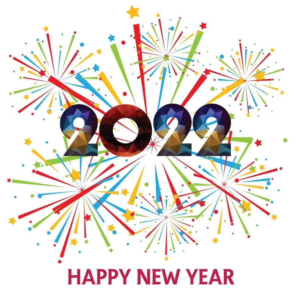 Happy New Year 2022 with fireworks backgrounds vector