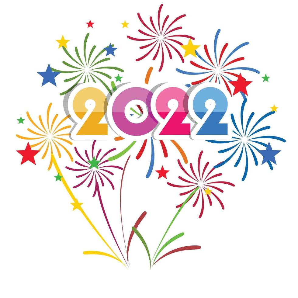 Happy New Year 2022 with fireworks backgrounds vector