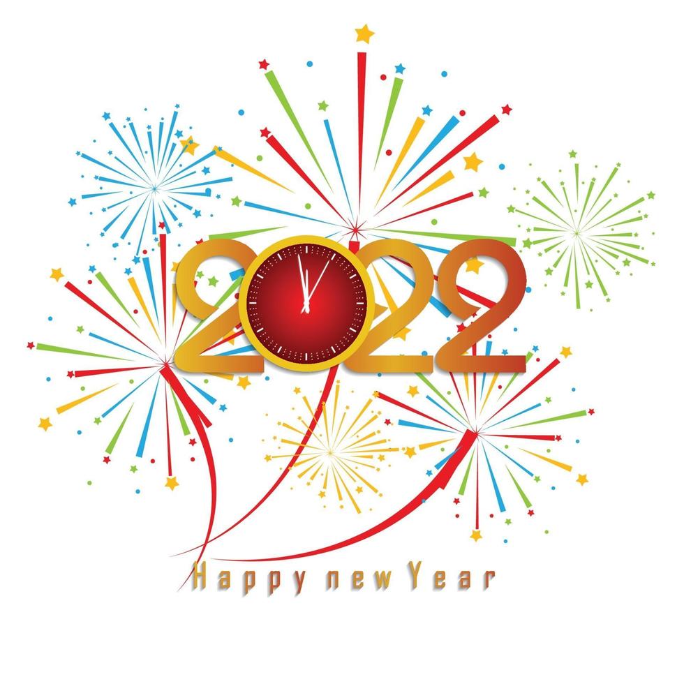 Happy New Year 2022 with fireworks backgrounds vector
