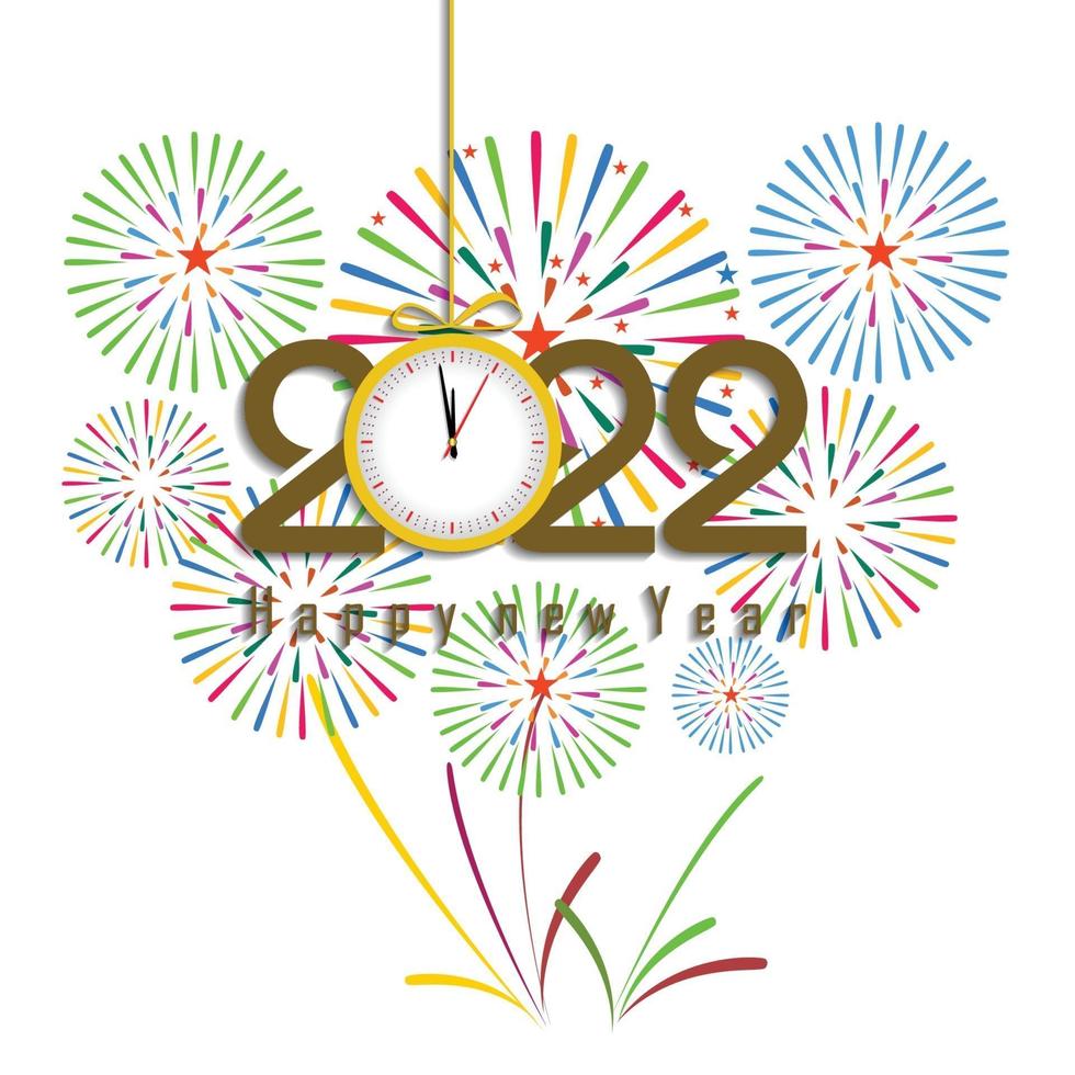 Happy New Year 2022 with fireworks backgrounds vector