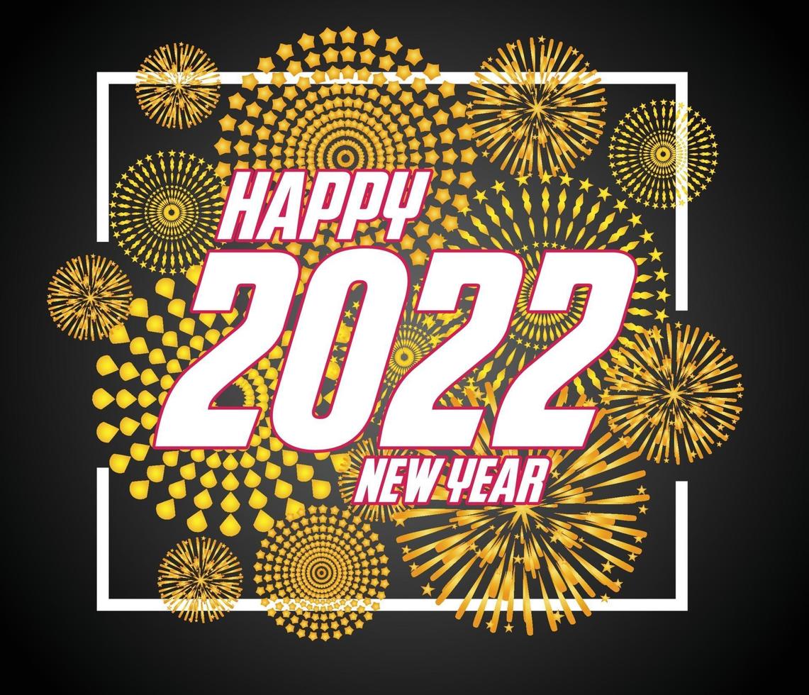 Happy New Year 2022 with fireworks backgrounds vector