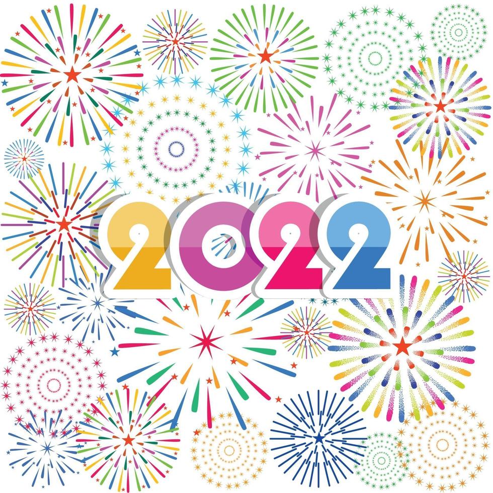 Happy New Year 2022 with fireworks backgrounds vector