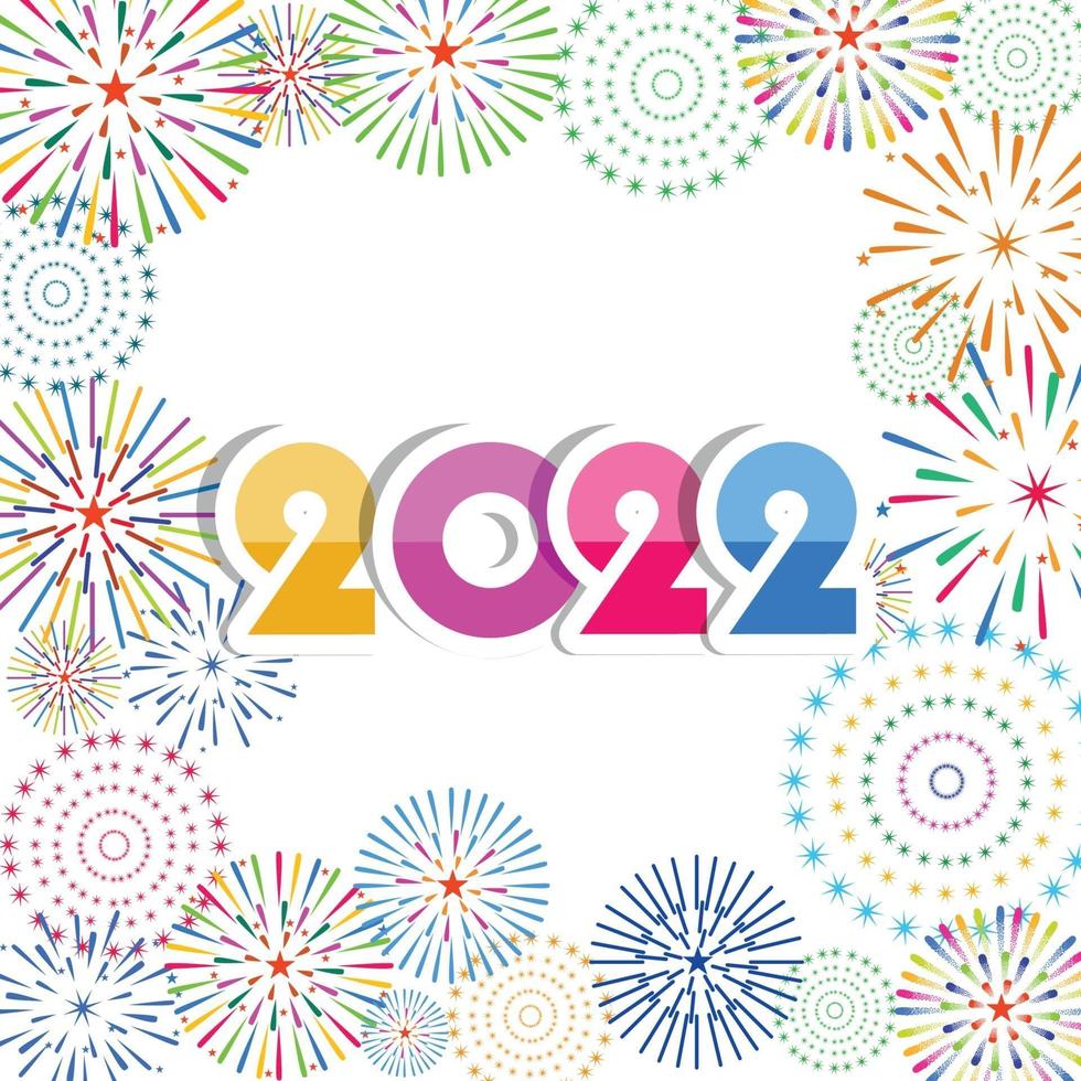 Happy New Year 2022 with fireworks backgrounds vector