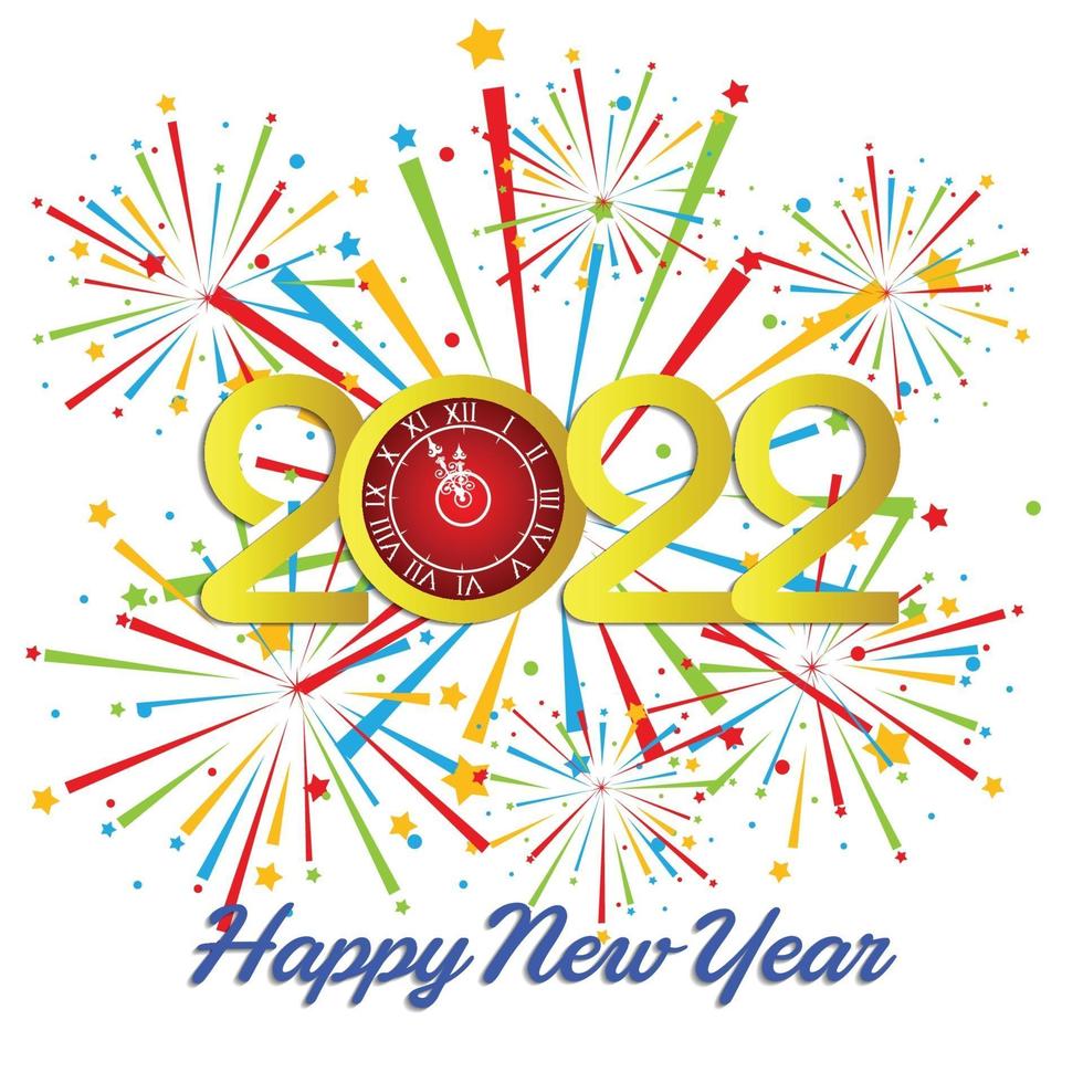 Happy New Year 2022 with fireworks bursting vector