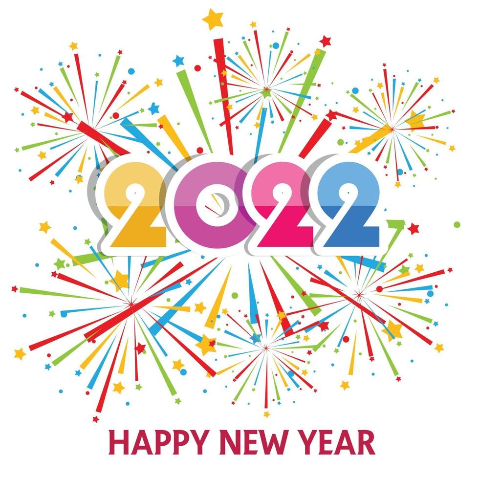 Happy New Year 2022 with fireworks bursting vector