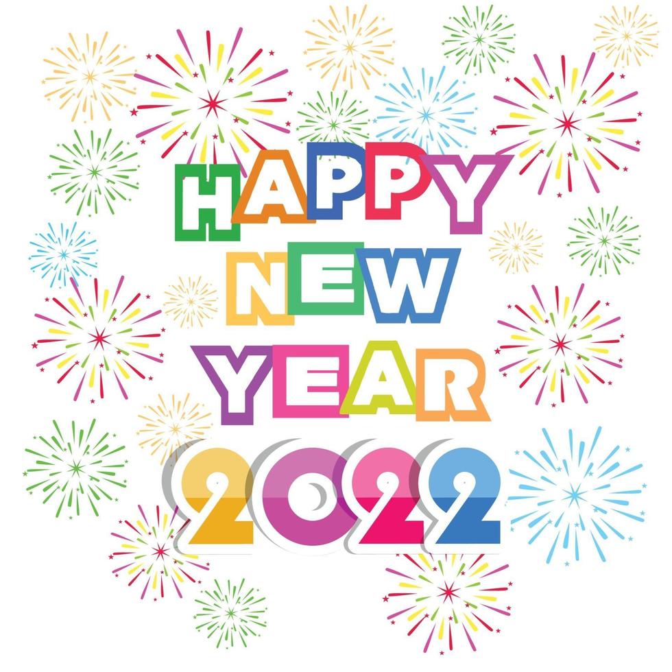 Happy New Year 2022 with fireworks bursting vector