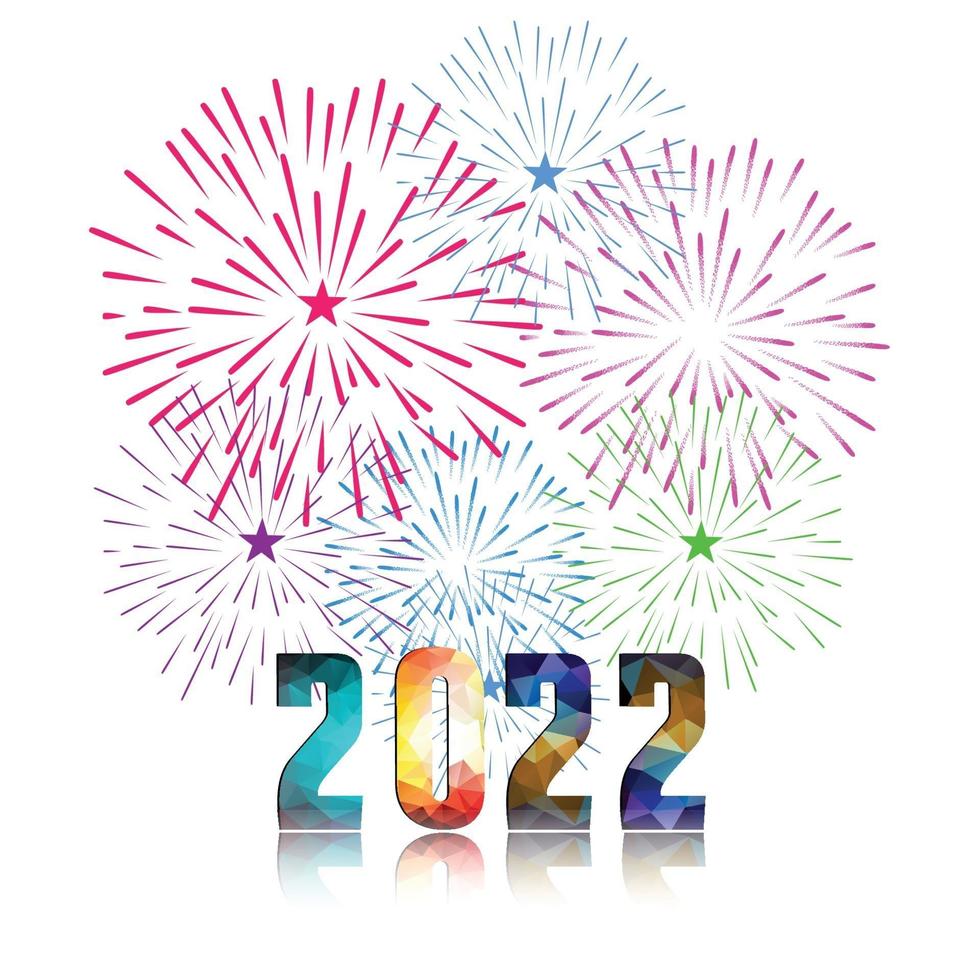 Happy New Year 2022 with fireworks backgrounds vector