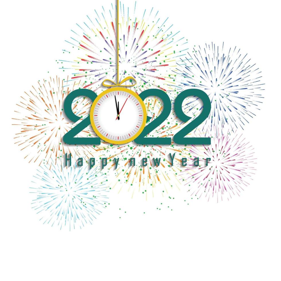 Happy New Year 2022 with fireworks bursting vector