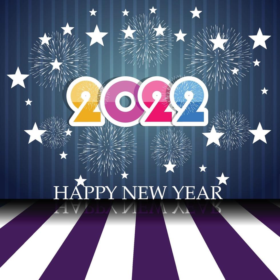 Happy New Year 2022 with fireworks backgrounds vector