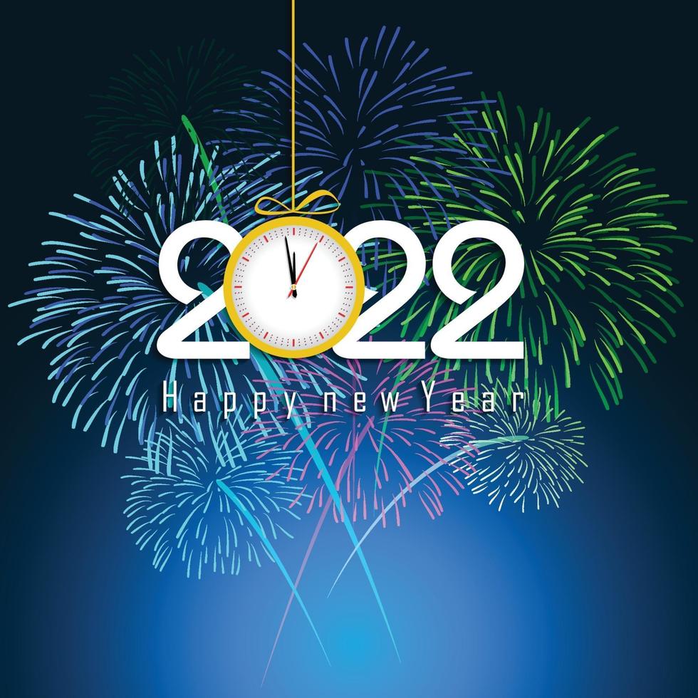 Happy New Year 2022 with fireworks backgrounds vector