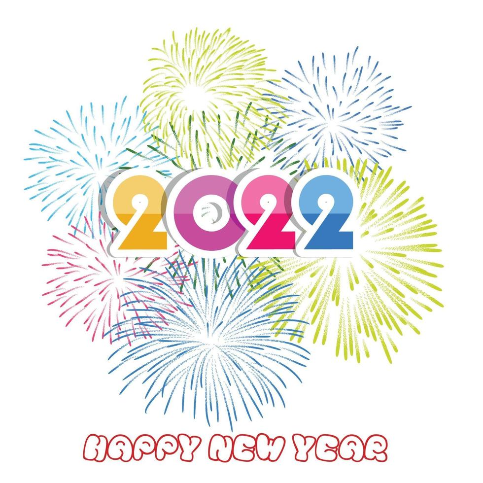 Happy New Year 2022 with fireworks backgrounds vector