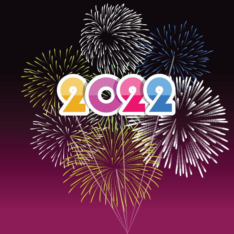 Happy New Year 2022 with fireworks backgrounds vector