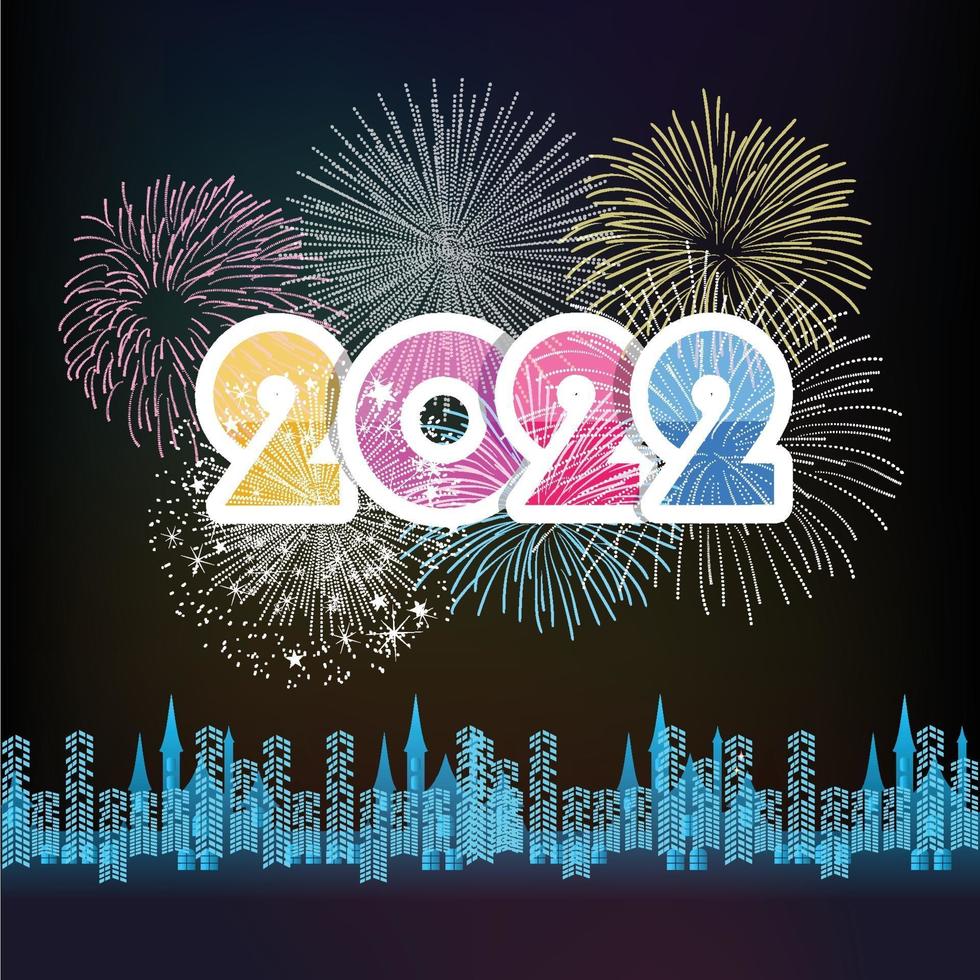 Happy New Year 2022 with fireworks backgrounds vector