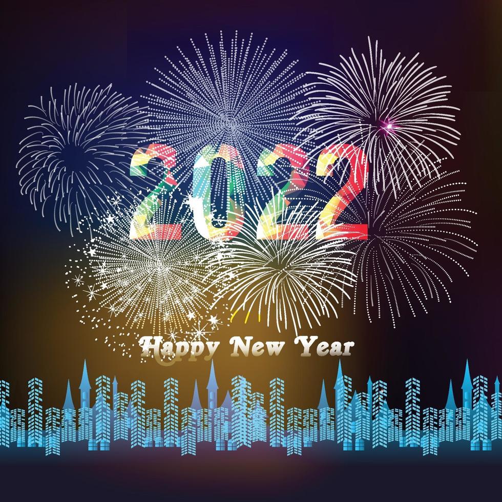 Happy New Year 2022 with fireworks backgrounds vector