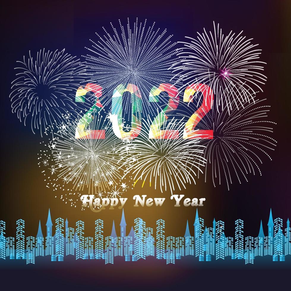 Happy New Year 2022 with fireworks backgrounds vector