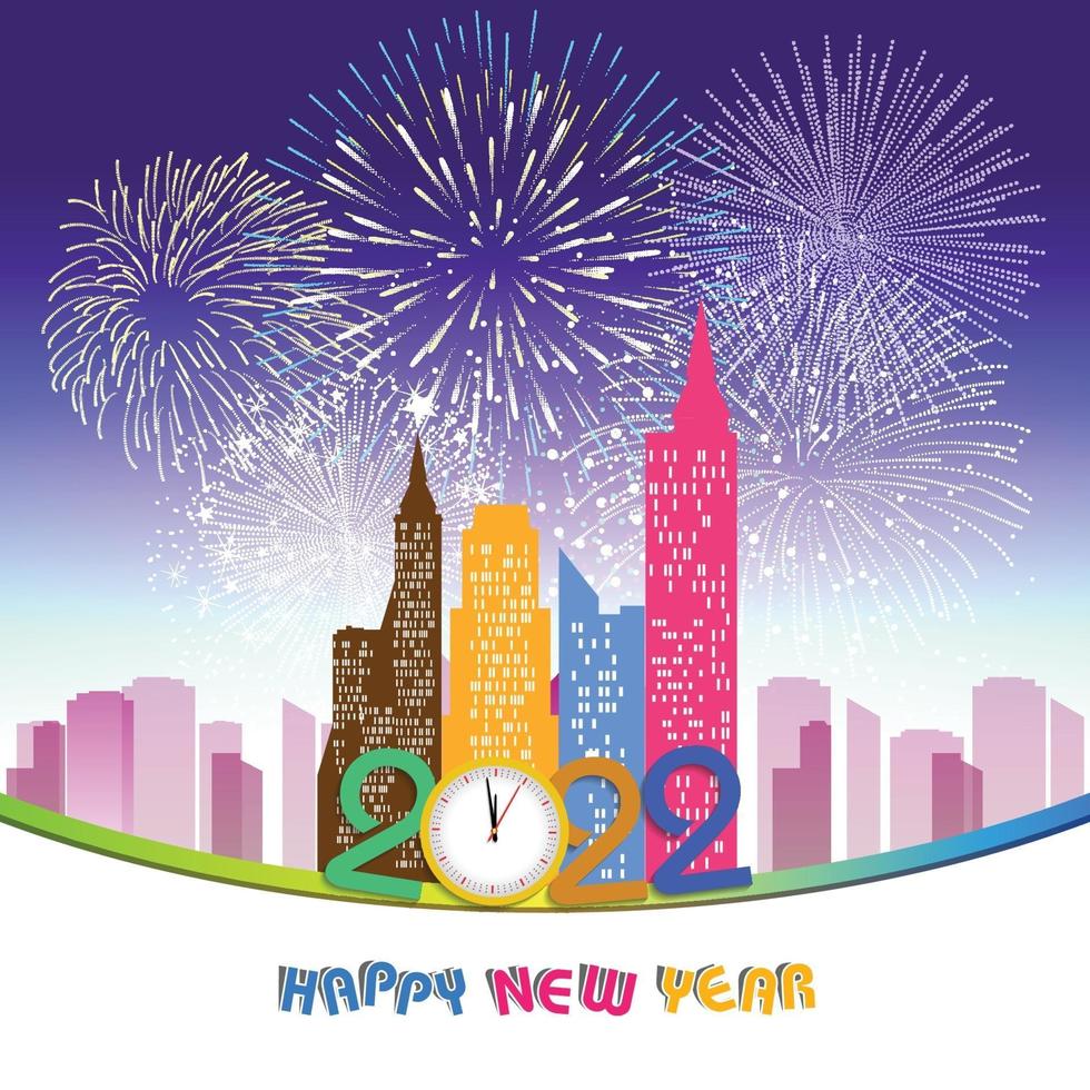 Happy New Year 2022 with fireworks backgrounds vector