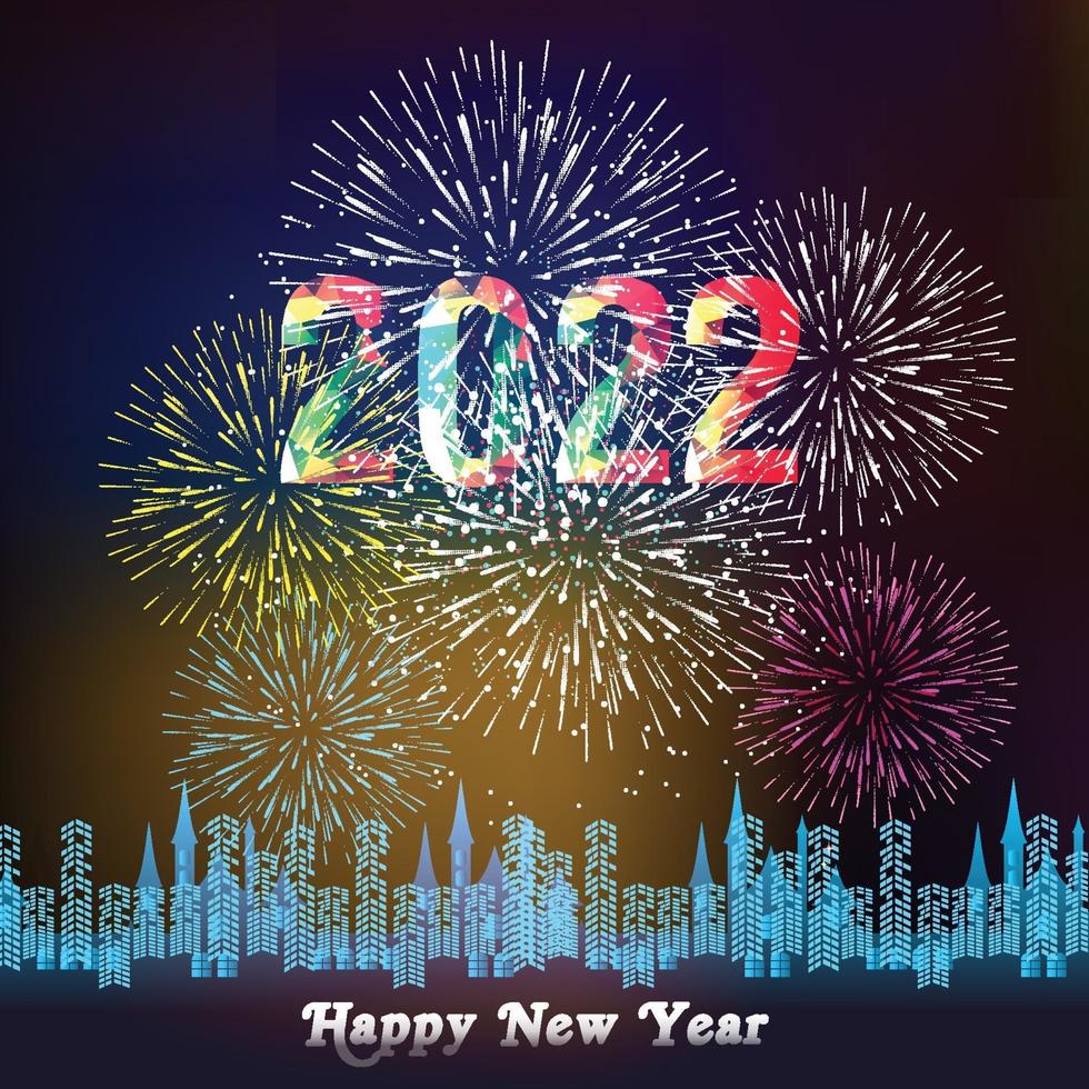 Happy New Year 2022 with fireworks backgrounds vector