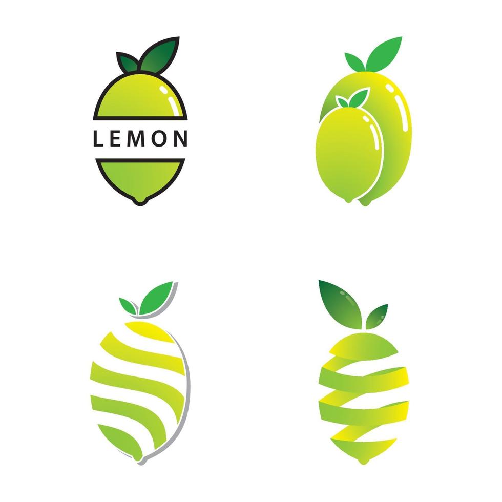 diseño de conjunto de iconos de logotipo de vector de limón