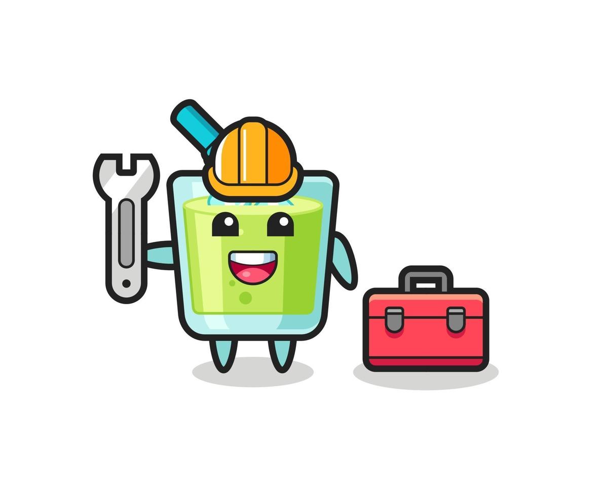 Mascot cartoon of melon juice as a mechanic vector