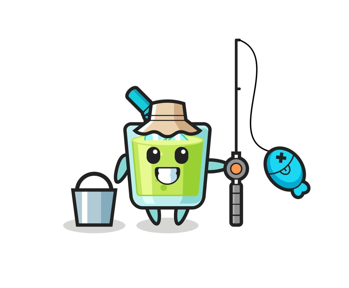 Mascot character of melon juice as a fisherman vector