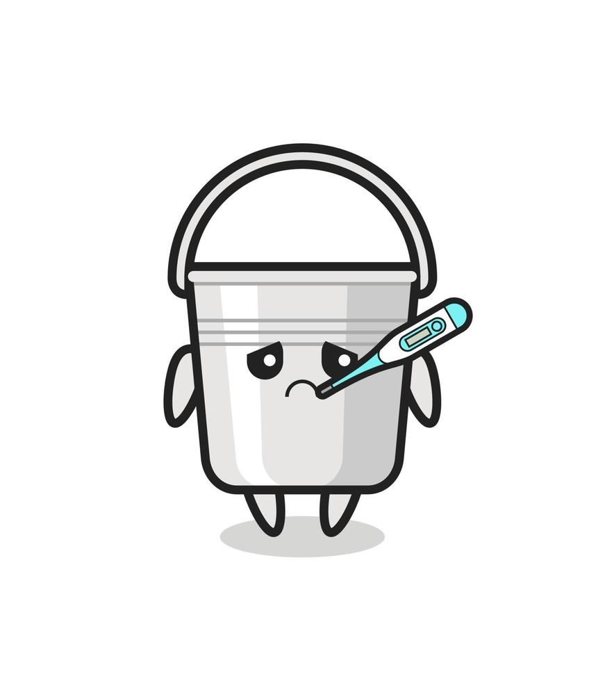 Personaje de mascota de cubo de metal con condición de fiebre vector