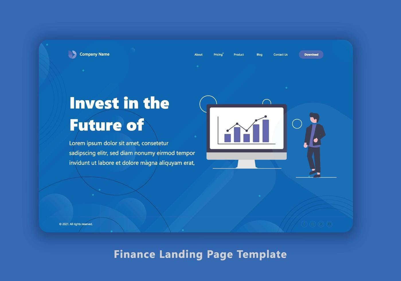 Landing page template for websites, or apps. vector