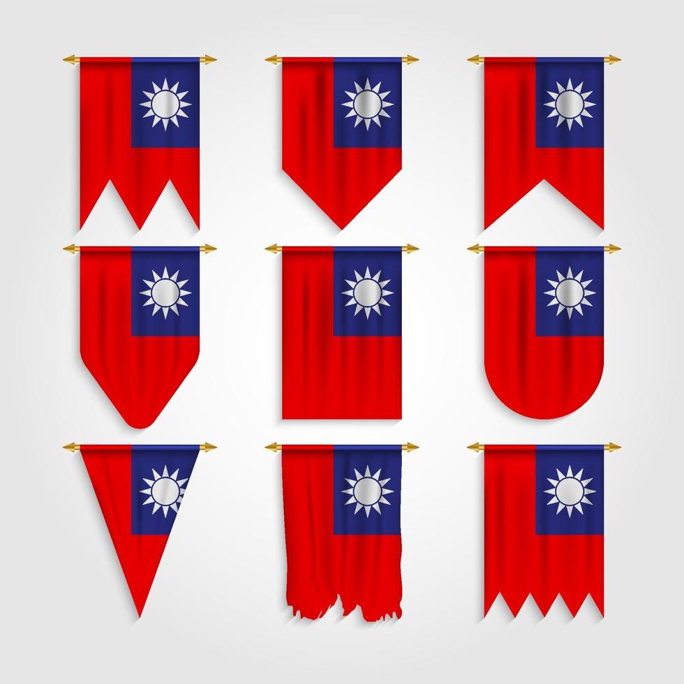 Taiwan flag in different shapes, Flag of Taiwan in various shapes vector